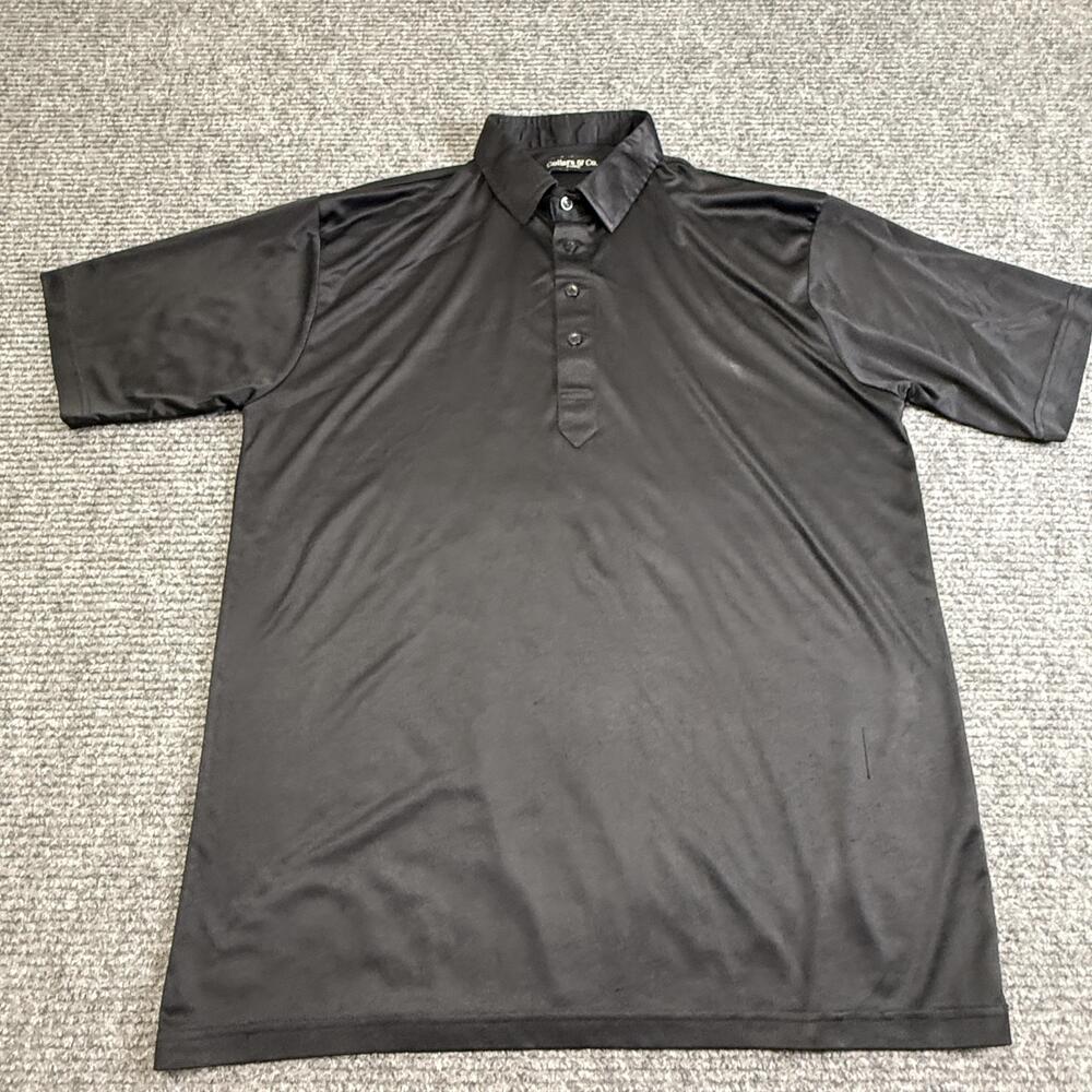 Collars & Co. Polo Shirt Mens XL Black Solid Dress Collar Performance